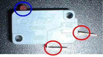 Full Ice Sensing Switch GOOD : Tact Switch (Blue Circle) Terminals (Red circle) Tester Result (Resistance