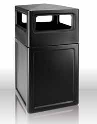 Waste containers Waste containers with dome lids ship in two cartons. All units include Grab Bag system. Square Waste Containers 38-Gallon Square Waste Container Size: 30" H x 18-1/2" Sq.