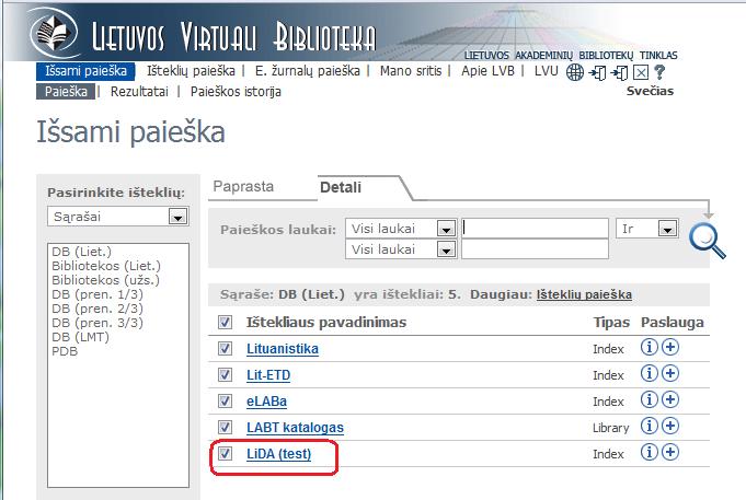 LiDA prieiga per Lietuvos virtualią biblioteką Lietuvos virtuali biblioteka yra kompleksinė sistema, suteikianti galimybę iš vieningos paieškos platformos ieškoti įvairaus tipo dokumentų.