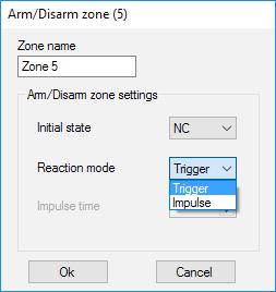 Main outputs and input IN of the receiver The alarm zone can be set (PICTURE 19) as NC (normally closed contacts) and as NO (normally opened contacts).