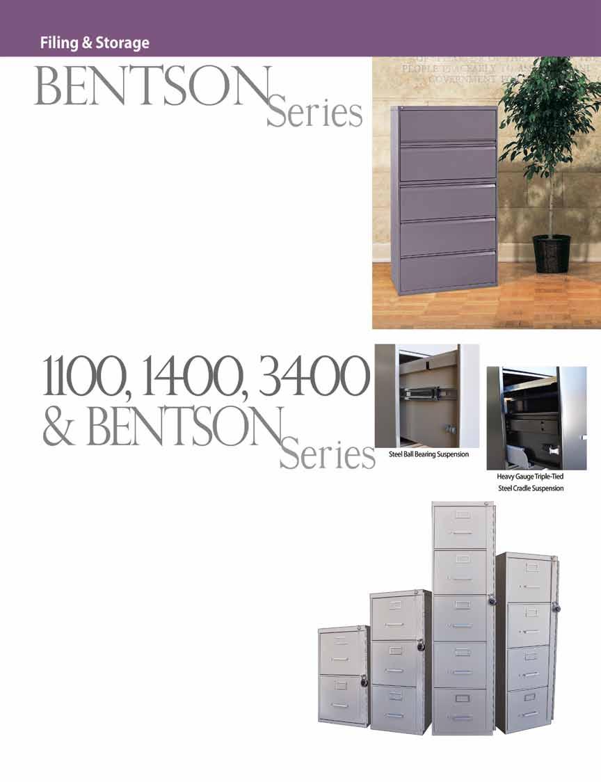 Invincible Bentson Series lateral files with standard full recessed pulls offer a clean, traditional look.