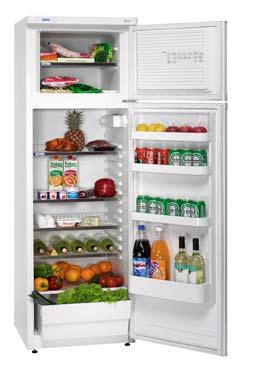 The refrigerator has a volume of 172 litres and the freezer has a volume of 46 litres. The refrigerator has inner light, four shelves and vegetable bins in the bottom.