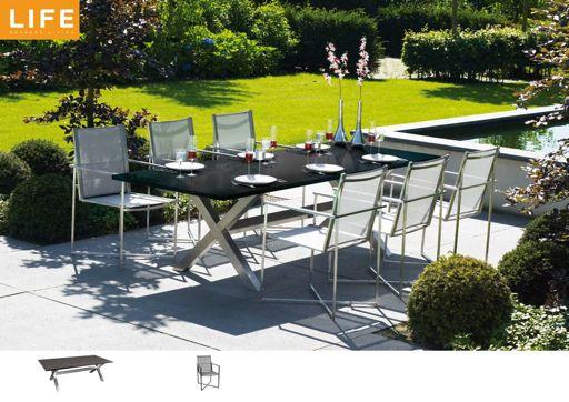 riva Clear shapes and forms match perfect with the high quality materials Riva inox table 220x100x3cm Black granite