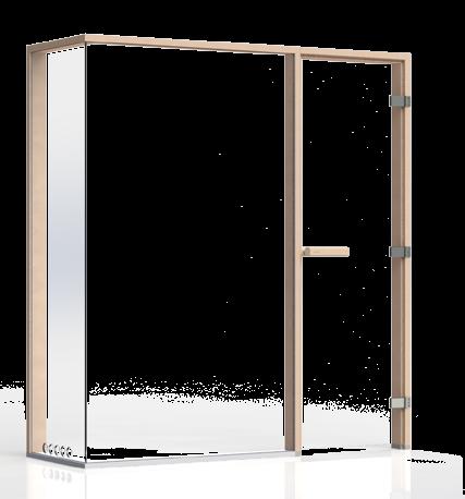 Glazed sections Glass fronts and corners 1 556 mm 840 mm SAUNA Glazed sections Opening up your sauna with a glazed section lets in more light, increases the feeling of space and enhances the sense of