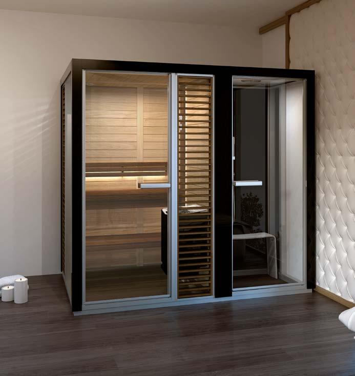 STEP 1 Measure your bathroom STEP 2 Select size & heater STEP 3 Contact your dealer Combined sauna and steam shower offering unique relaxation options.