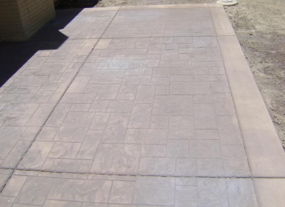 Stamped Concrete Concrete that is stamped using a rubber mold to