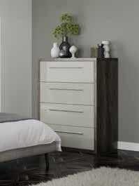 Open bedside cabinets are available as part of the headboard, providing a