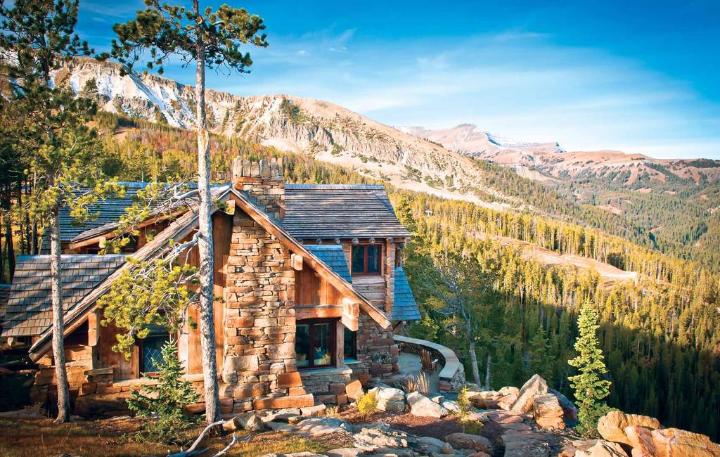 Diamond in the Rough In Big Sky, Montana, a rustic-luxe vacation home captures the drama of its unforgiving mountain site The house sits on terraces carved out of the steep slope.