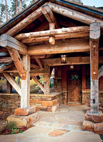More than 8,000 feet up a rocky slope in Big Sky, Montana, tucked in among sub-alpine fir and lodgepole pines, sits a rustic retreat, its exterior clad in the very materials that surround it.