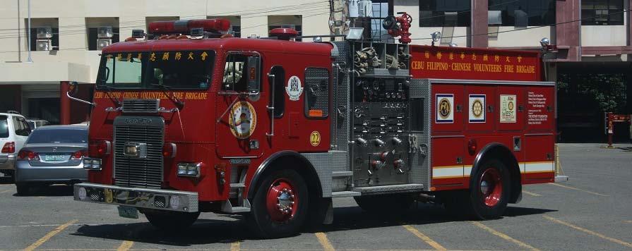 Three rigs from the Filipino-Chinese fire services in Cebu,