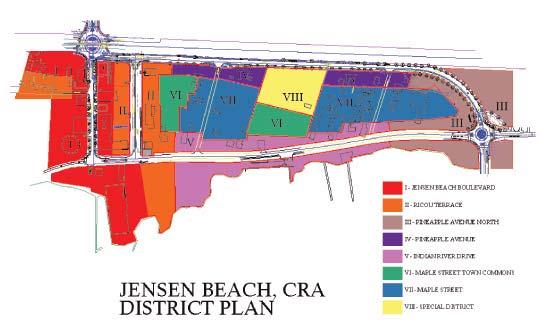 Jensen Beach CRA District Plan tral district has the purpose of generating an intermediate destination that will encourage pedestrian traffic and activity linking the northern districts and future