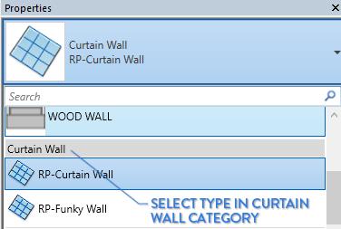 10.2 SELECT A TYPE CREATE A CURTAIN WALL Curtain Walls are created in the same way as regular