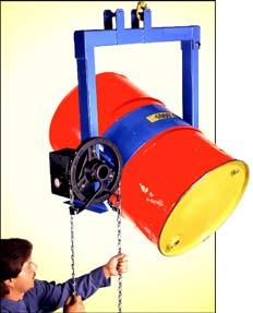 Lift, move, and pour a drum with your hoist or crane Rotate drum 3600 in either direction Models with MORCINCH Drum Handling System (page 3) accept options for handling a plastic drum, fiber drum,