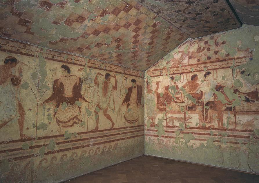 Title: Burial chamber, tomb of the Triclinium, Tarquinia Date: c.