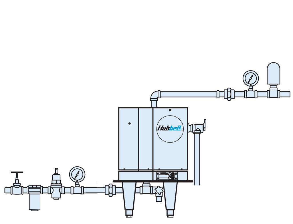 Typical Installation Diagrams Typical J3 Plumbing Connections (Front View, shown with optional legs) Gate Valve (Not Supplied) Brass Pressure Reducing Valve with Built-In Bypas Water Treatment System