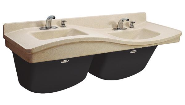 & TAS Compliant (lower or "concave" stations only) Patented Molded One-Piece Design with Integral Bowls Constructed of Terreon or Terreon RE Solid Surface Material Access Panel and Transition Cover