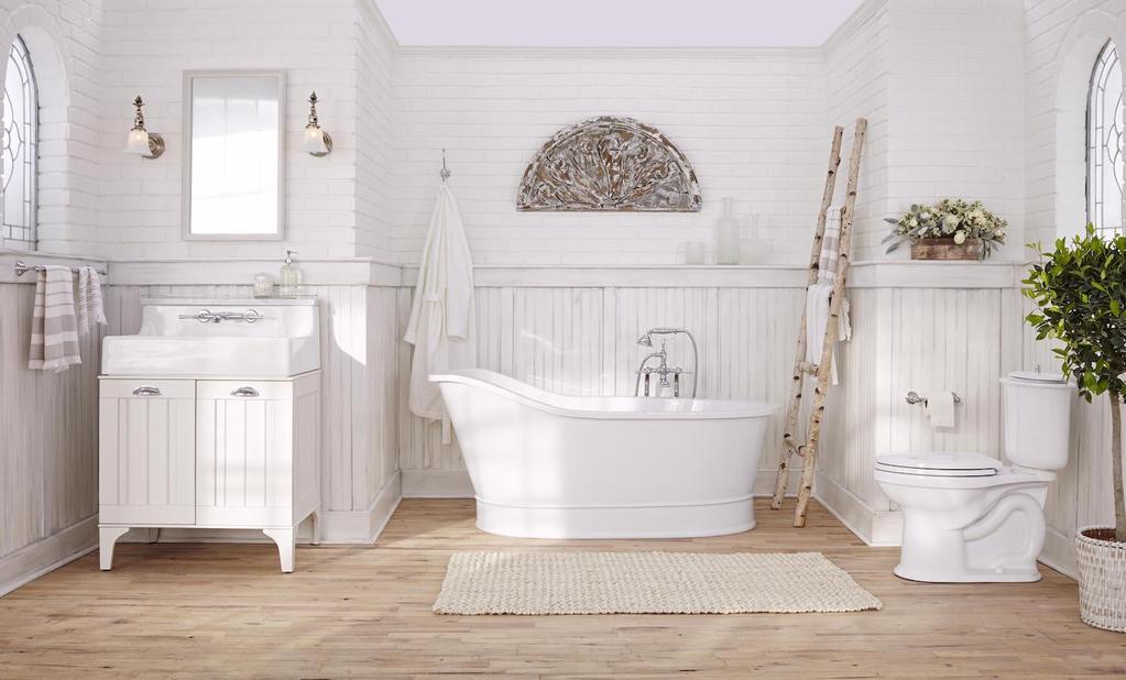 Blending the charming, rustic details of traditional American farmhouse design with modern conveniences and sensibilities, the DXV Oak Hill Collection brings the beautiful simplicity of a pastoral