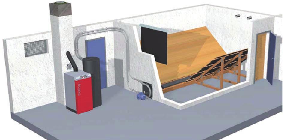 Pellet storage systems from a room Auger vacuum system The Fröling auger vacuum system is the ideal solution for large rectangular space with front end removal.