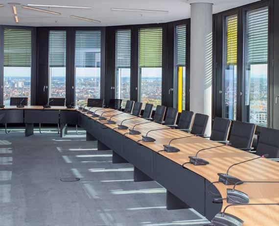 adjustment allows the rooms to be dark- they are mounted in front of the insu- Sun shading system The new ADAC headquarters was designed to meet three basic requirements: ened almost entirely, which