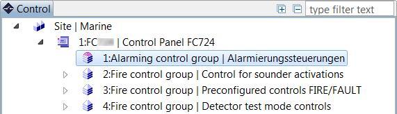 Configuration Alarming control group 6 6.6 Alarming control group Configuration for marine application Controls must not be configured in the 'Alarming control group'.