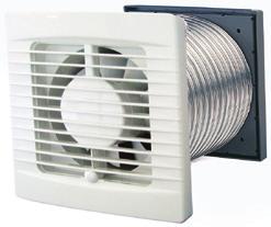 Low Voltage Thru Wall Fans models available for installation in damp areas. 4. Comes complete with semi-rigid duct and gravity grille. Note: All fan performance figures listed above are in free air.
