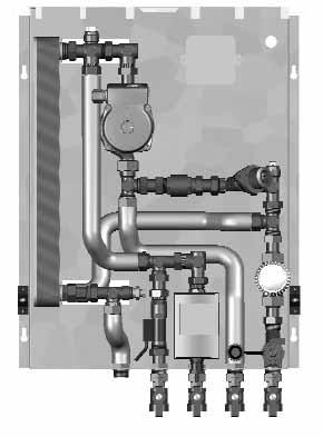 Fresh water station, thermostatically controlled Fresh water station, thermostatically controlled consisting of: Base plate with connection rails, white metal cover, heat exchanger made of