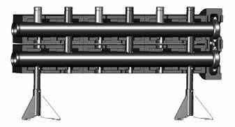 Large-scale manifold 250 mm pipe separation = 1135 mm Manifold blocks (2-circuit or 3-circuit module) The manifolds consist of two chambers arranged on top of each other with thermal separation of