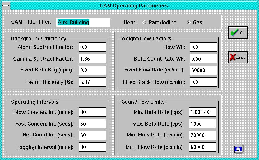 3.2 Editing Operating Parameters Editing the operating parameters allows the operator to control the manner in which the AMS-4 operates including background compensation factors, logging intervals,