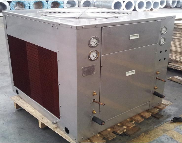 5KW Bended 3mm SS 316L Base Frame SS 316L Casing Copeland Compressor junction box converted into Ex- proof Junction box Cu-Cu Condensing Coils with