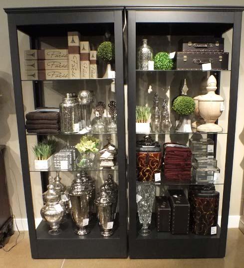 o Avoid placing the same texture next to each other (i.e. two different glass vases next to each other on the same shelf) o It is an option to merchandise the top of the fixture using a landscape display.