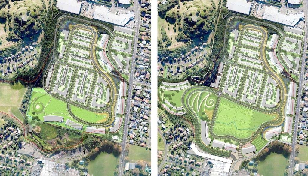 21.6 Hectares vs. 15.2 Hectares Through the design process two development options emerged.