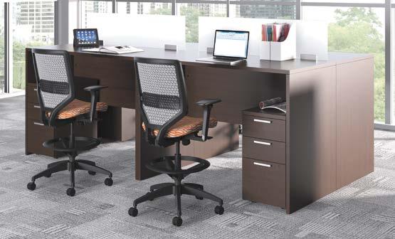 HON sit-to-stand workstations support this trend with desktops that can achieve a range of different heights that