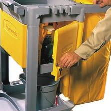 Zippered bag for easy trash removal. Non-marking 8" wheels and 4" casters. 6173BLK 46" L x 21.75" W x 38.