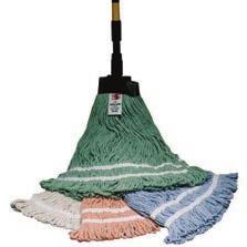 Wet Mops SSS Super-Sorb Wet Mops Premium wet mop with specially blended 4-ply yarn for superb cleaning action. Color coded mesh headband. Non-fraying looped-ends for durability and launderability.