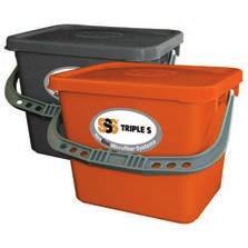 Microfiber SSS NexGen PK/HL Microfiber Cleaning Dolly II Includes: 2 six gallon buckets and lids (orange and gray for mop pads), 2 three gallon buckets and lids (orange and gray for cloths), a vinyl