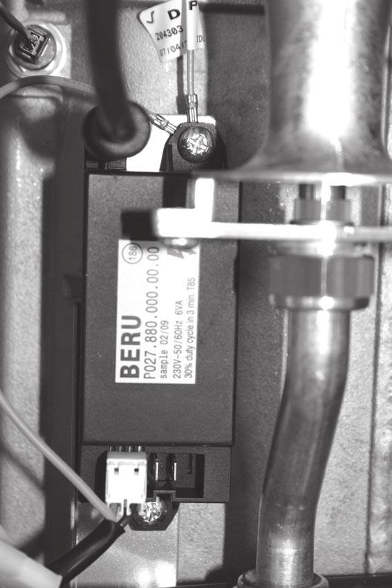 SERVICING 55 flame detection electrode replacement 1. Refer to Frame 49. 2. Remove the burner. Refer to Frame 52. 3. Unplug the flame detection lead from the electrode. Flame Detection Electrode 4.