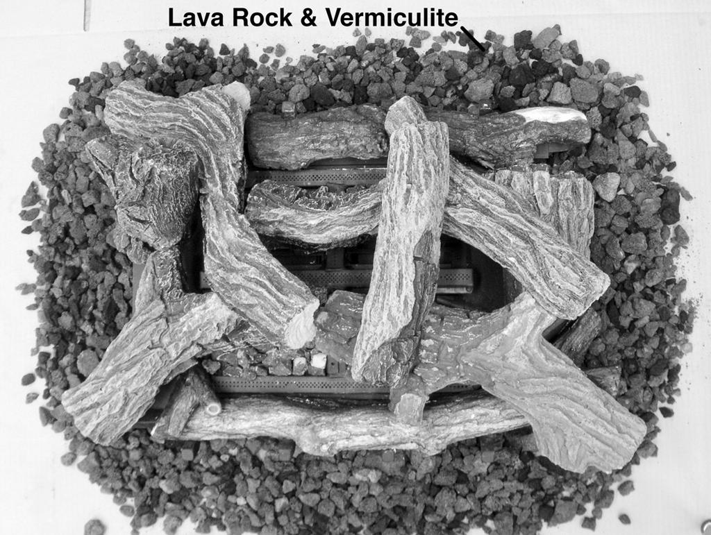 Place lava rock on the bottom of the ﬁre box