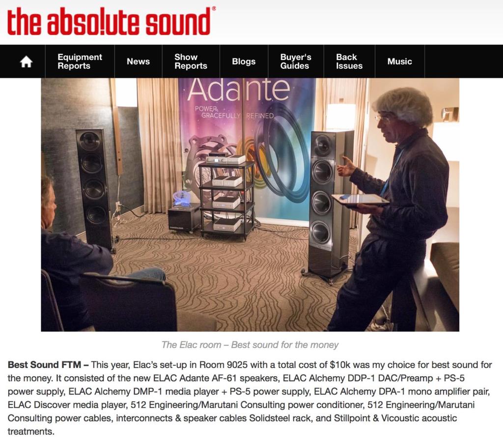 De vakpers over de introductie van de Elac Adante luidsprekers tijdens het Rocky Mountain Audio Fest 2017 (RMAF) in Denver USA (oktober 2017) Sounds hinky, but the proof of the pudding is in the