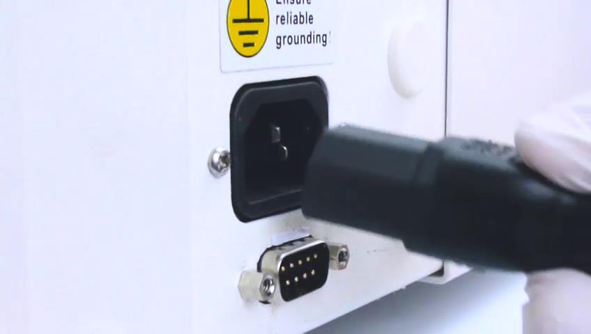 9.2 Plug in Power cable 1) Plug in the power cable on the back of the