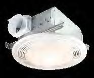 the same as Model 75, but without a night light A19 base lighting (bulb not included) Ceiling mount 678, HD8L White polymeric grille