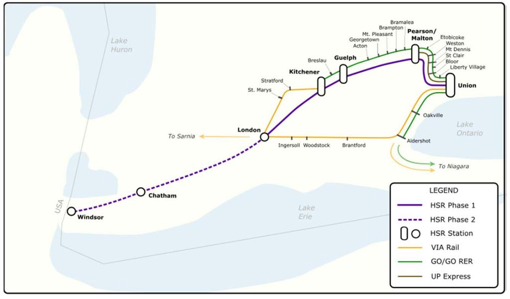 Figure 1 - Proposed Future Railway Network The report provides the following overview of the HSR as it impacts the City of London, all of which will be subject to refinement and approval through the