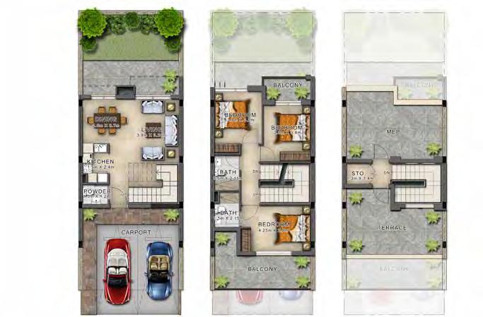 RC-M RC-EM GROUND FLOOR FIRST FLOOR TERRACE GROUND FLOOR FIRST FLOOR TERRACE Unit type Ground floor First floor Second floor / Roof Balcony / terrace & external covered area Covered garage RC-M 461