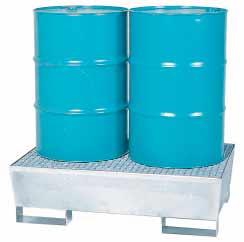 ground clearance) - easy and safe in-plant transport - in accordance with the demands of the steel sump regulation (STAWA-R) Storing volume with grid: 2 drums of 200 litres Storing volume without