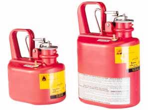 with warning symbols/references Safety cans made of sheet-steel dispensing of flammable liquids - flame arrester in neck - automatic self-closing cap and pressure relieve valve - easy operation with