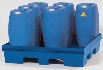 Sumps Pallets-Polyethylene Safe and approved for the storage of pollutants, acids and alkalis - Not suitable for the storage of flammable liquids!