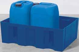 Sumps Sumps and pallets-polyethylene Safe and approved for the storage of pollutants, acids and alkalis - Not suitable for the storage of