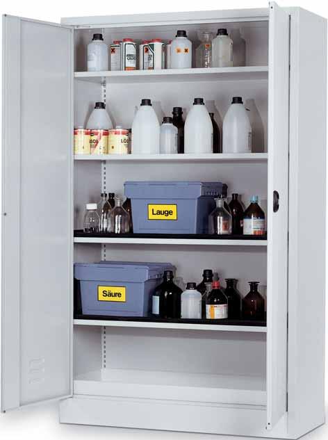 Safety Storage Cabinets Cabinet for chemicals Cabinet for safe and approved storage of chemicals, toxic materials and other substances that have to be kept under lock in workrooms.