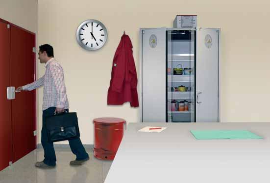 room to the workplace - All hazardous materials for the daily use can be stored safely directly at the workplace - Efficient use of working time as there is no need to go long ways every day just to
