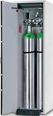 120 Fire resistant gas cylinder cabinet with standard interior equipment and height adjustable cylinder retainer (as an option) (cylinders and