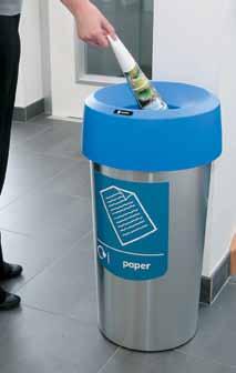 Mirage Recycling Bins Mirage recycling bins have a modern, metallic silver finish and sleek, space-saving designs.